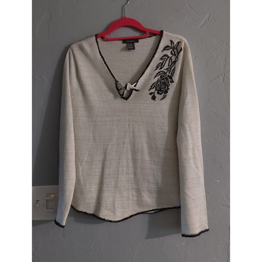 Kate Landry Sweater Women's L,Ramie, Acrylic,Soft, Metalic, Spandex,19.5 Inch Of